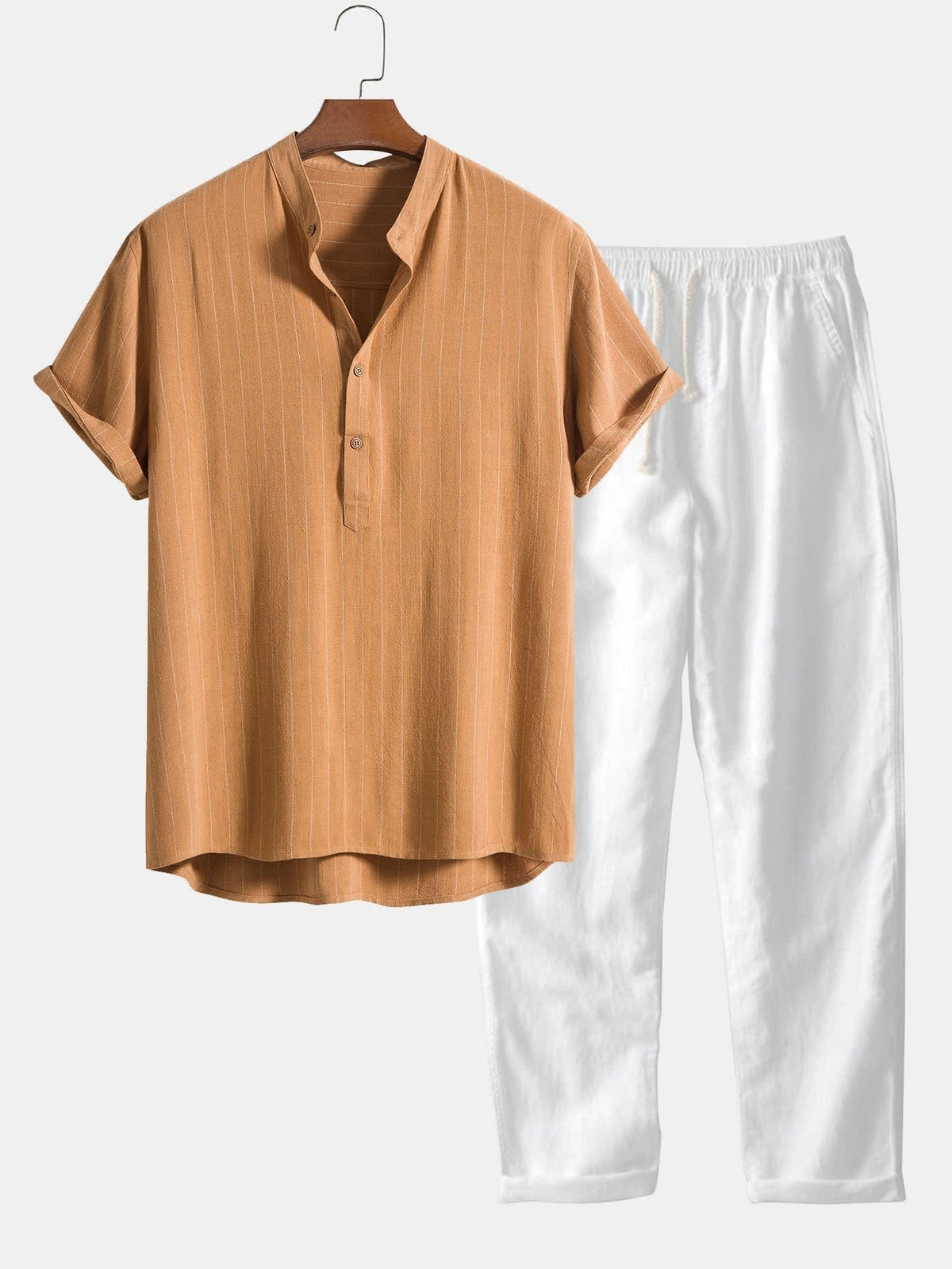 Cullen Pinstripe Linen Blend Two Piece Set