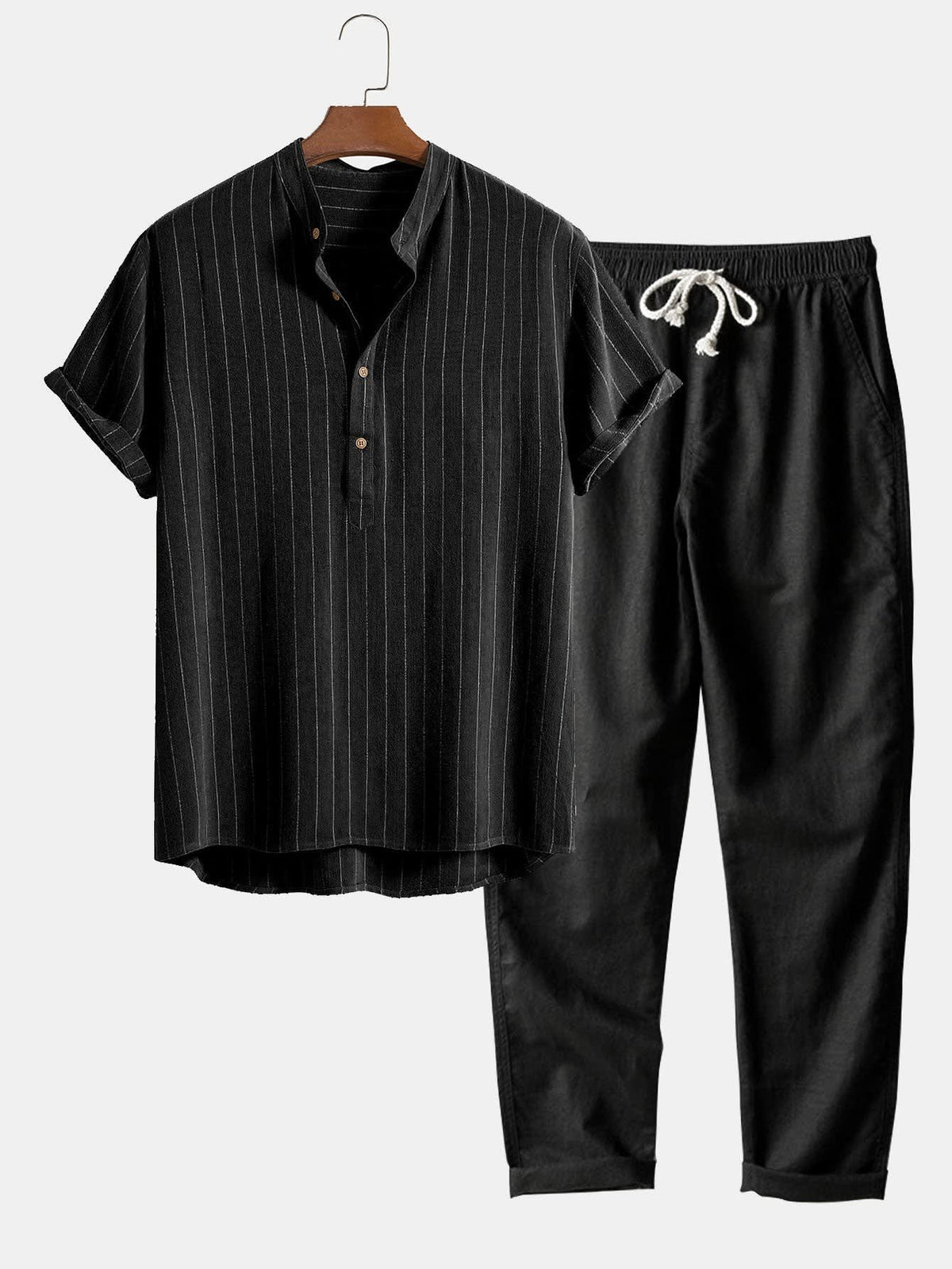 Cullen Pinstripe Linen Blend Two Piece Set