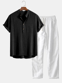 Cullen Pinstripe Linen Blend Two Piece Set