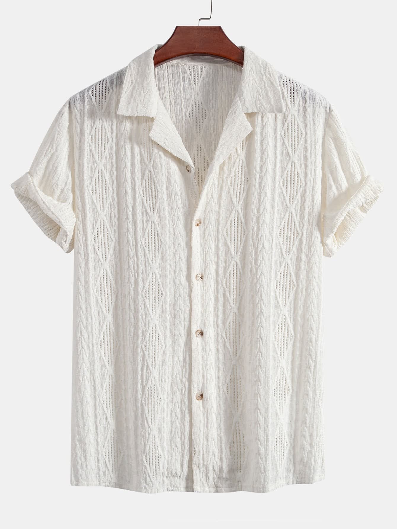 Bennett Textured Open Collar Shirt_8