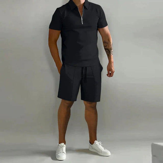 Knox Zip Collar Polo and Shorts Set_1