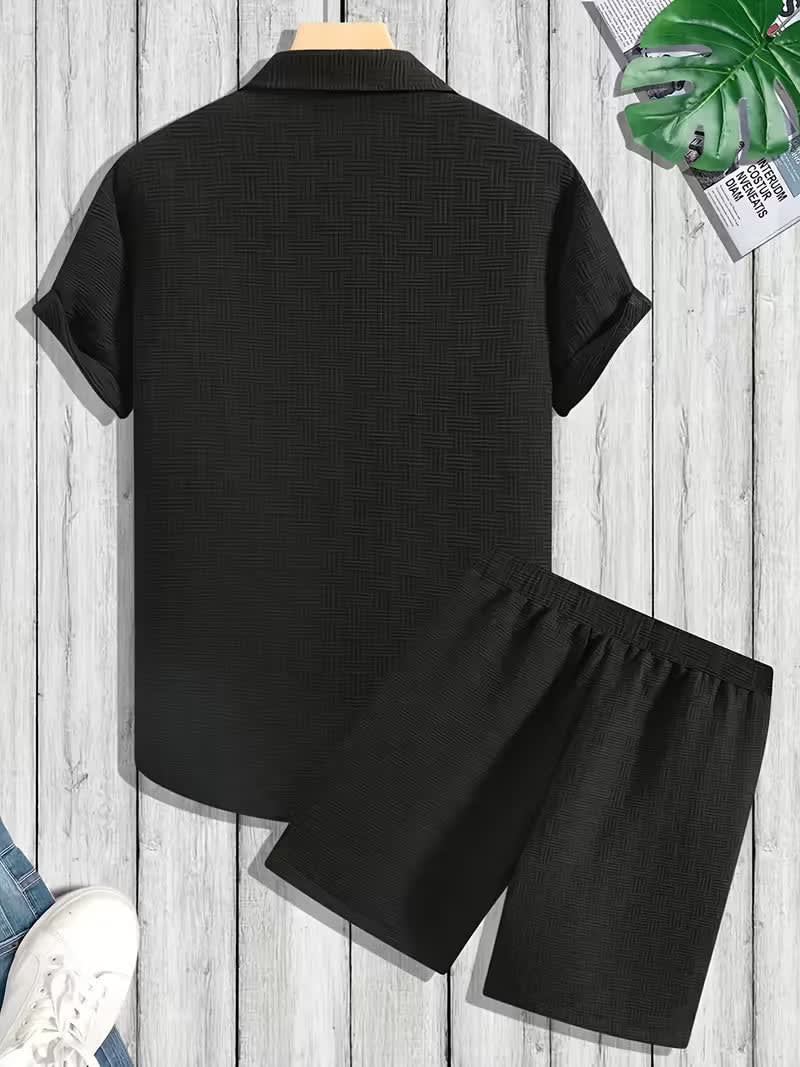 Dominic Basket Weave Shirt and Shorts Set