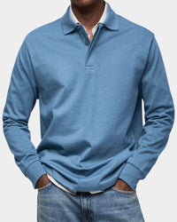 Mark Ribbed Collar Long Sleeve Polo