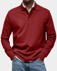 Mark Ribbed Collar Long Sleeve Polo