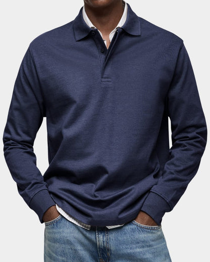 Mark Ribbed Collar Long Sleeve Polo_2