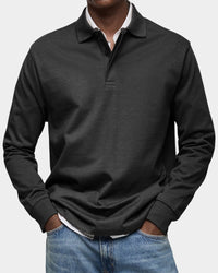 Mark Ribbed Collar Long Sleeve Polo