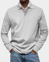 Mark Ribbed Collar Long Sleeve Polo