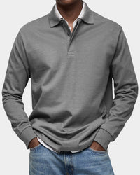 Mark Ribbed Collar Long Sleeve Polo