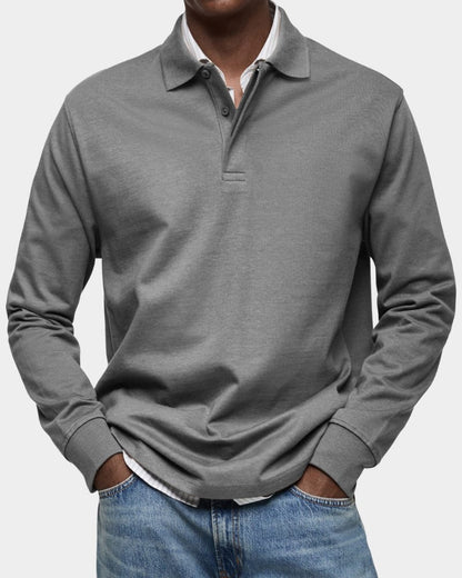 Mark Ribbed Collar Long Sleeve Polo_5