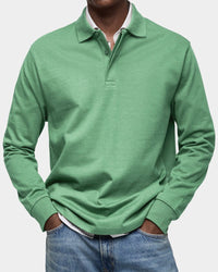 Mark Ribbed Collar Long Sleeve Polo