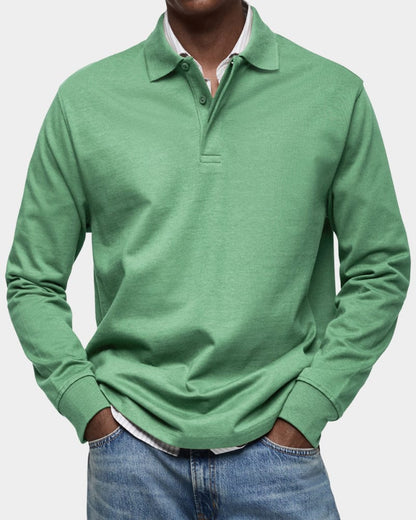 Mark Ribbed Collar Long Sleeve Polo_6