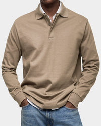 Mark Ribbed Collar Long Sleeve Polo