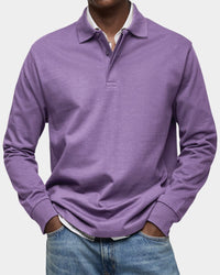 Mark Ribbed Collar Long Sleeve Polo