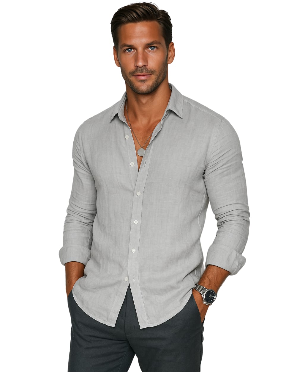 Carson Lightweight Long Sleeve Button Down Shirt_1