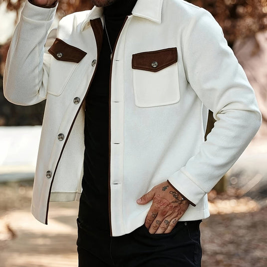 Dwight Contrast Trim Brushed Overshirt_1