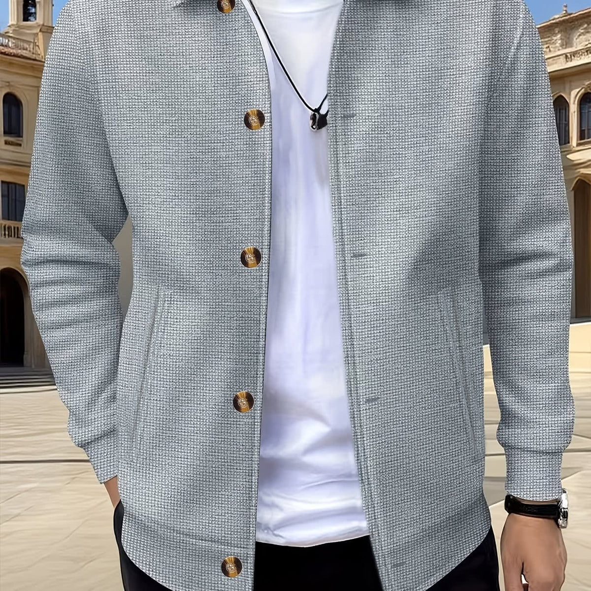 Dickson Textured Weave Button Up Overshirt
