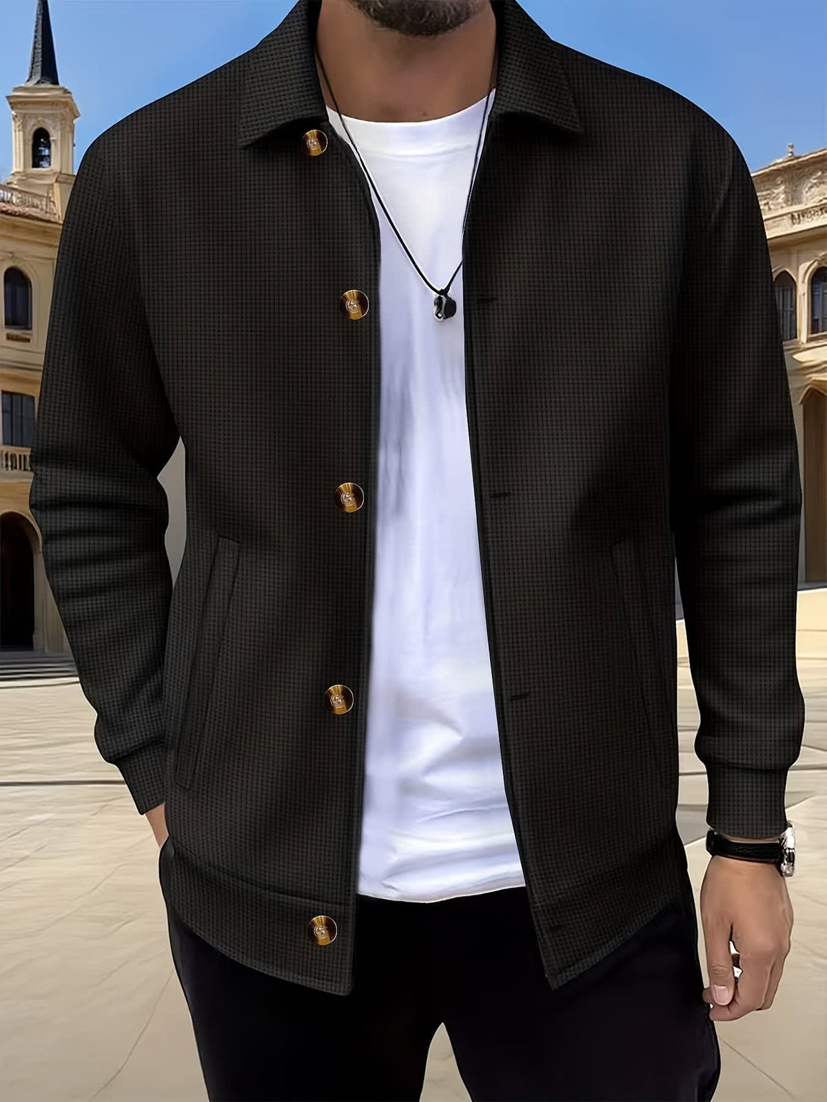 Dickson Textured Weave Button Up Overshirt