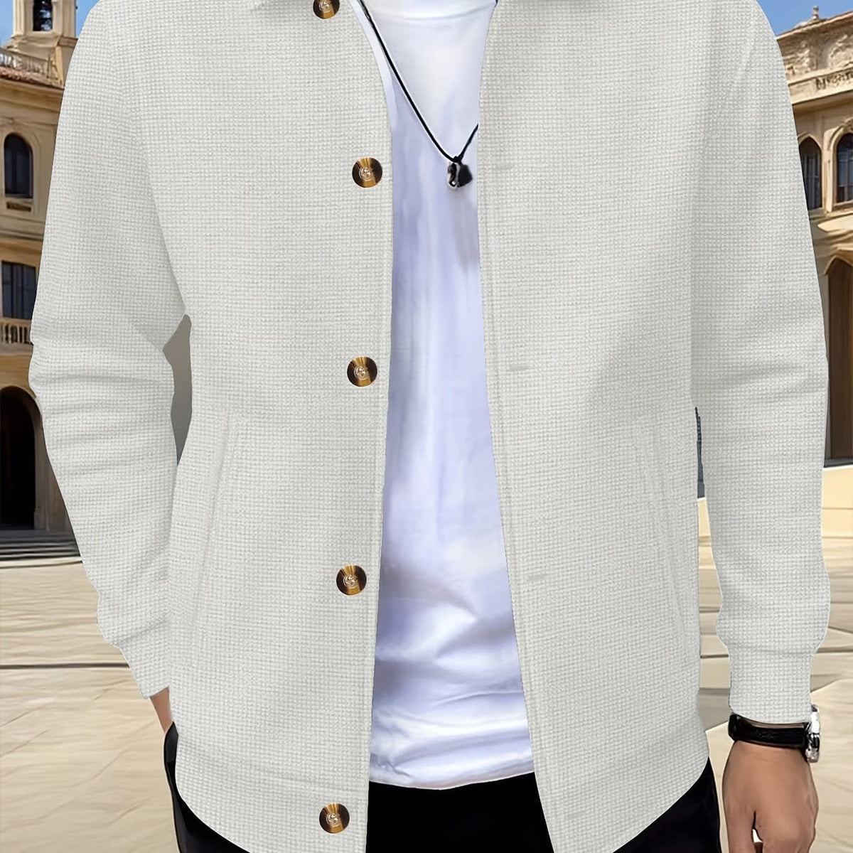Dickson Textured Weave Button Up Overshirt