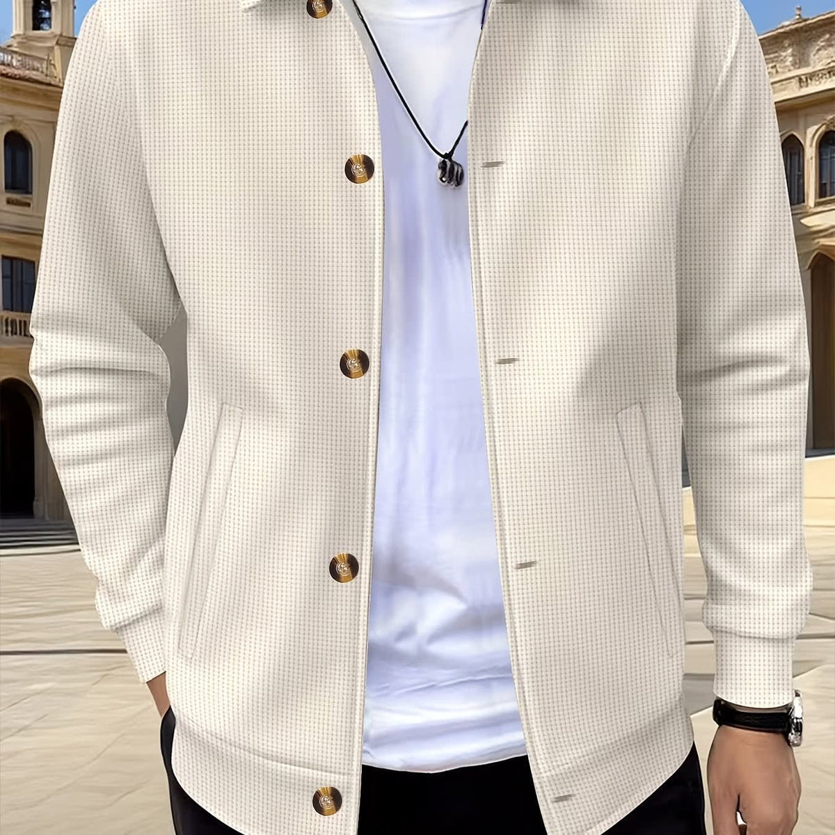 Dickson Textured Weave Button Up Overshirt