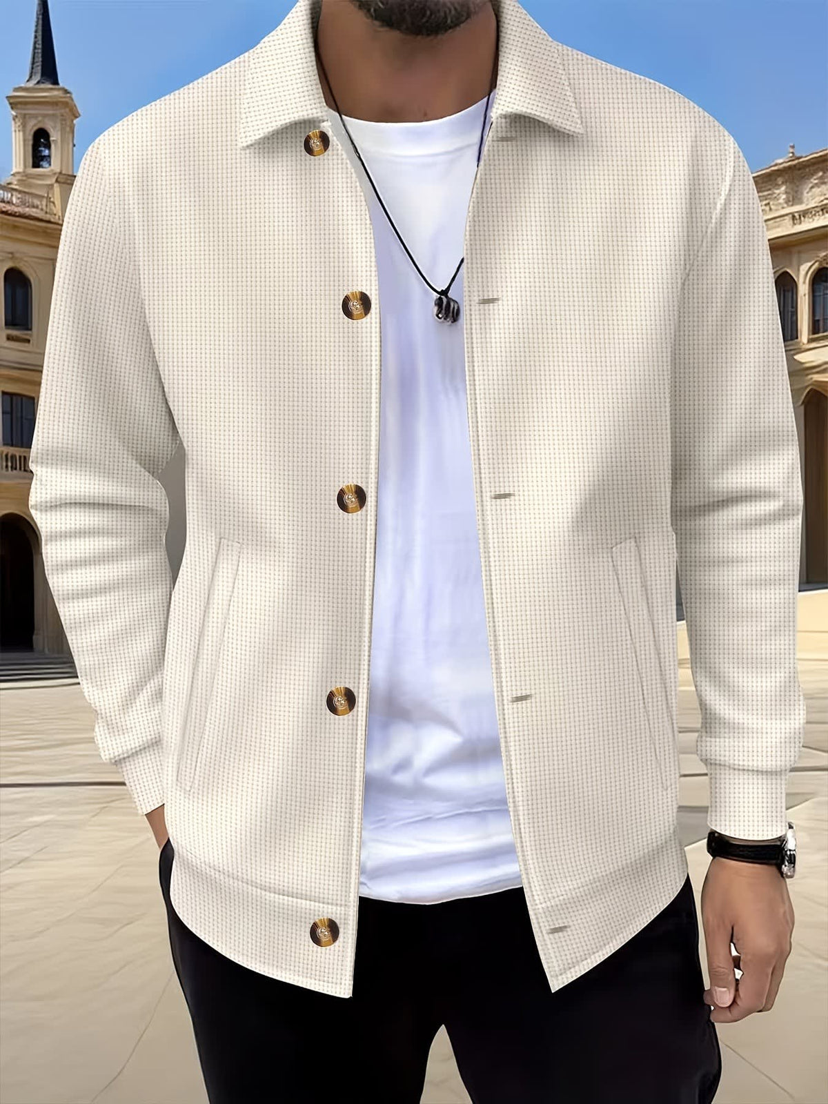 Dickson Textured Weave Button Up Overshirt
