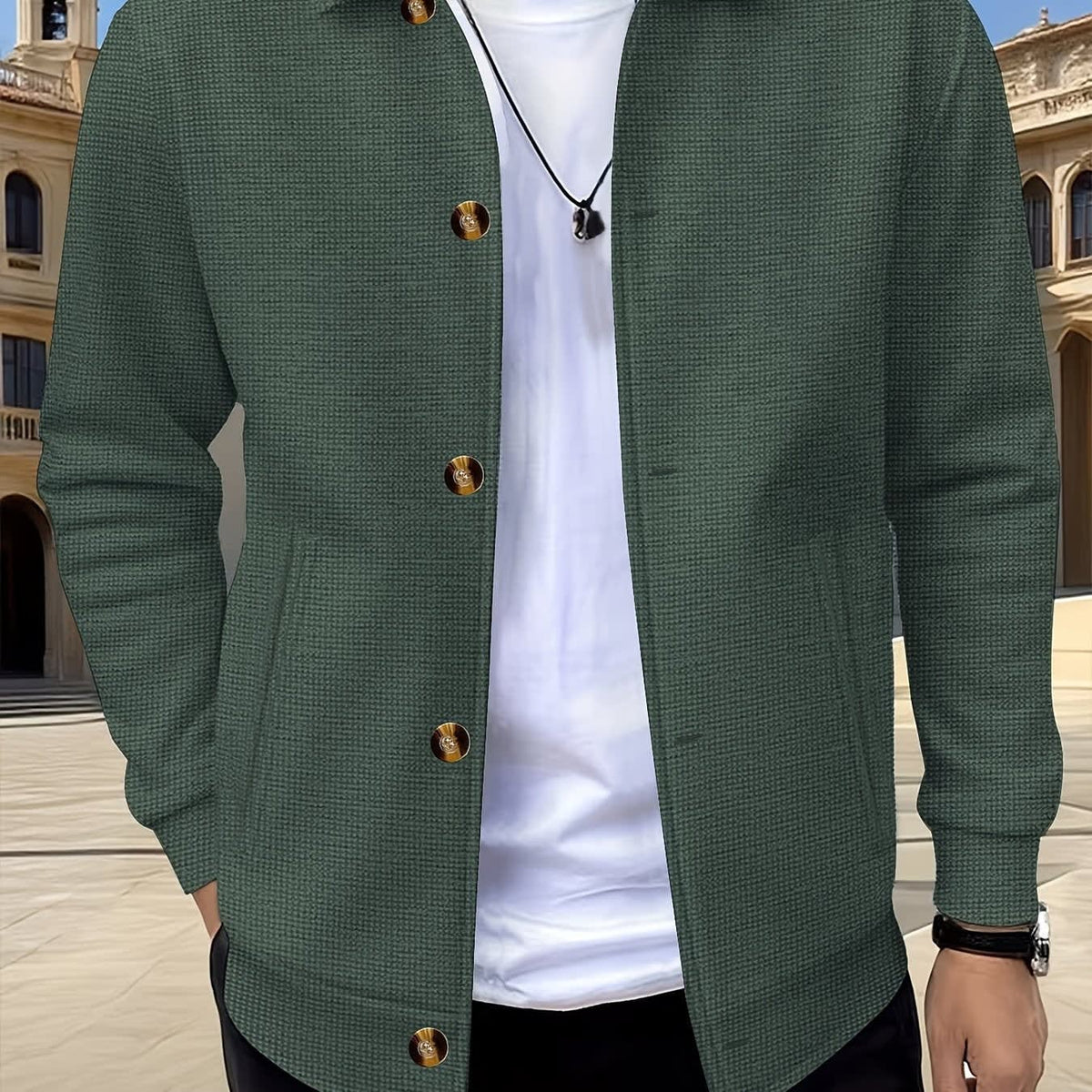 Dickson Textured Weave Button Up Overshirt