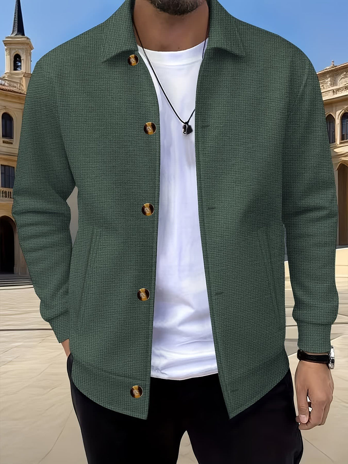 Dickson Textured Weave Button Up Overshirt