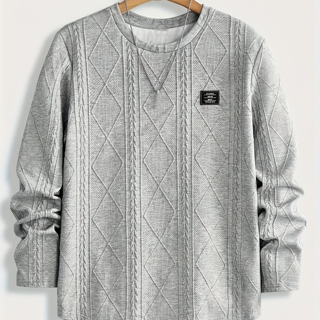 Gibson Raised Cable Texture Crew Neck Top_1