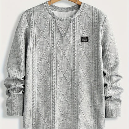 Gibson Raised Cable Texture Crew Neck Top_1