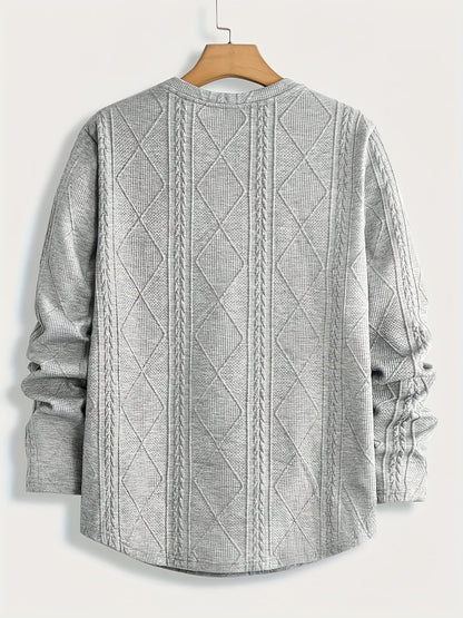 Gibson Raised Cable Texture Crew Neck Top_2