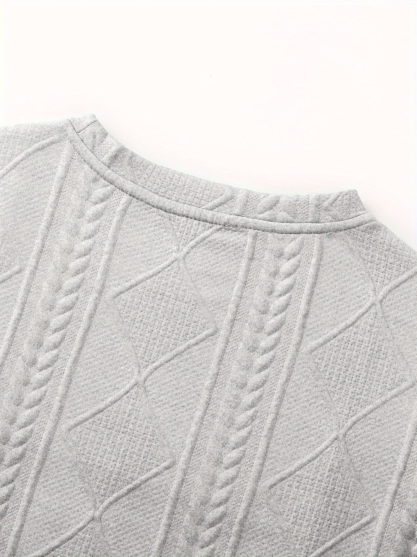 Gibson Raised Cable Texture Crew Neck Top_3