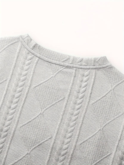 Gibson Raised Cable Texture Crew Neck Top_3