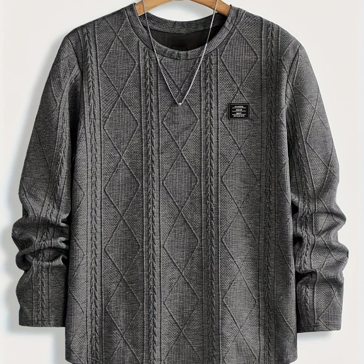 Gibson Raised Cable Texture Crew Neck Top