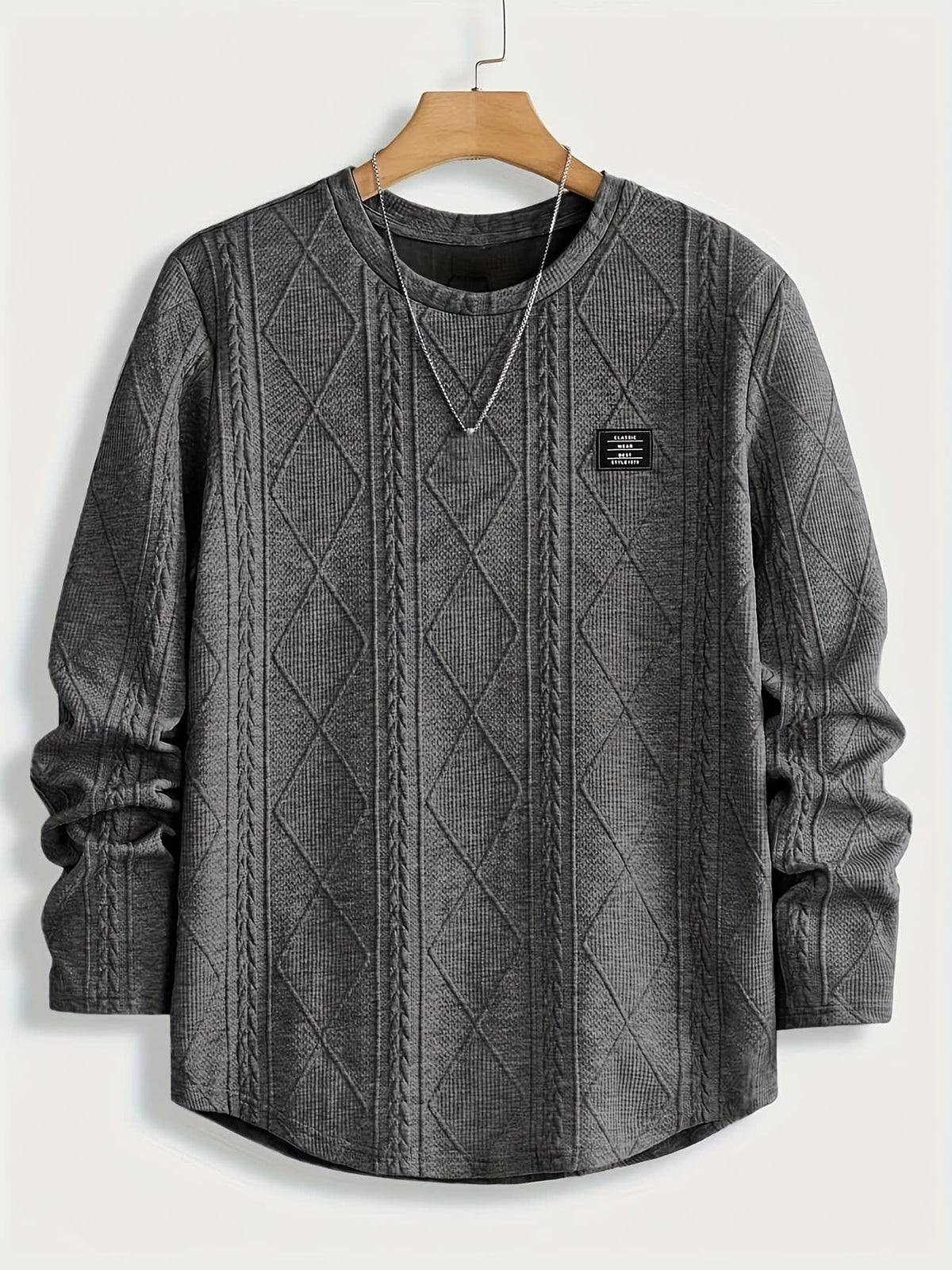 Gibson Raised Cable Texture Crew Neck Top