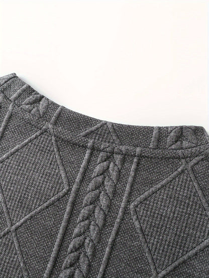 Gibson Raised Cable Texture Crew Neck Top_9