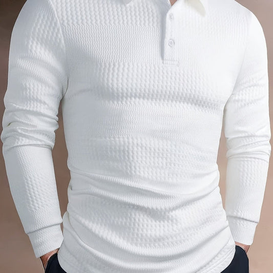 Hamlin Waffle Texture Long Sleeve Polo_1