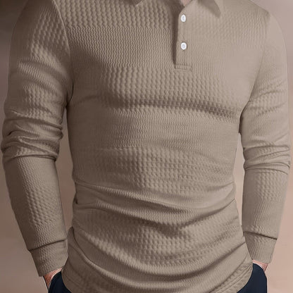 Hamlin Waffle Texture Long Sleeve Polo_12