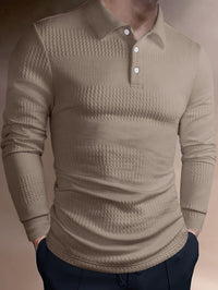 Hamlin Waffle Texture Long Sleeve Polo