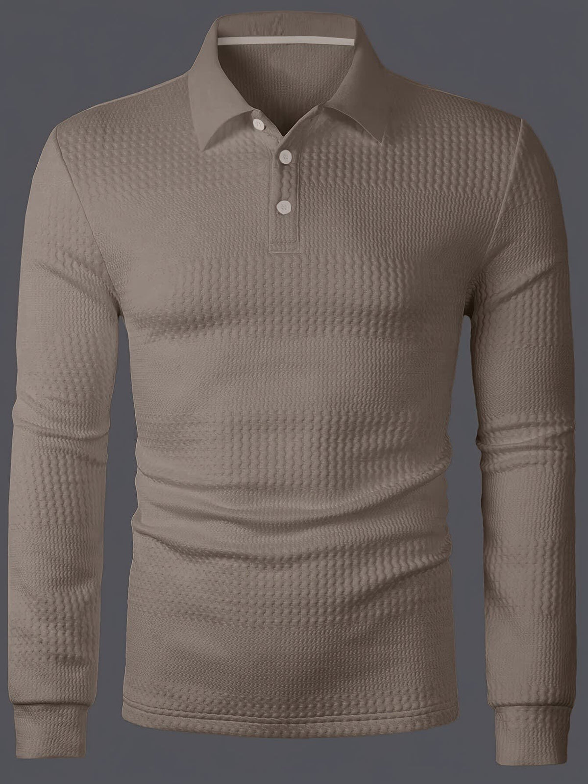 Hamlin Waffle Texture Long Sleeve Polo