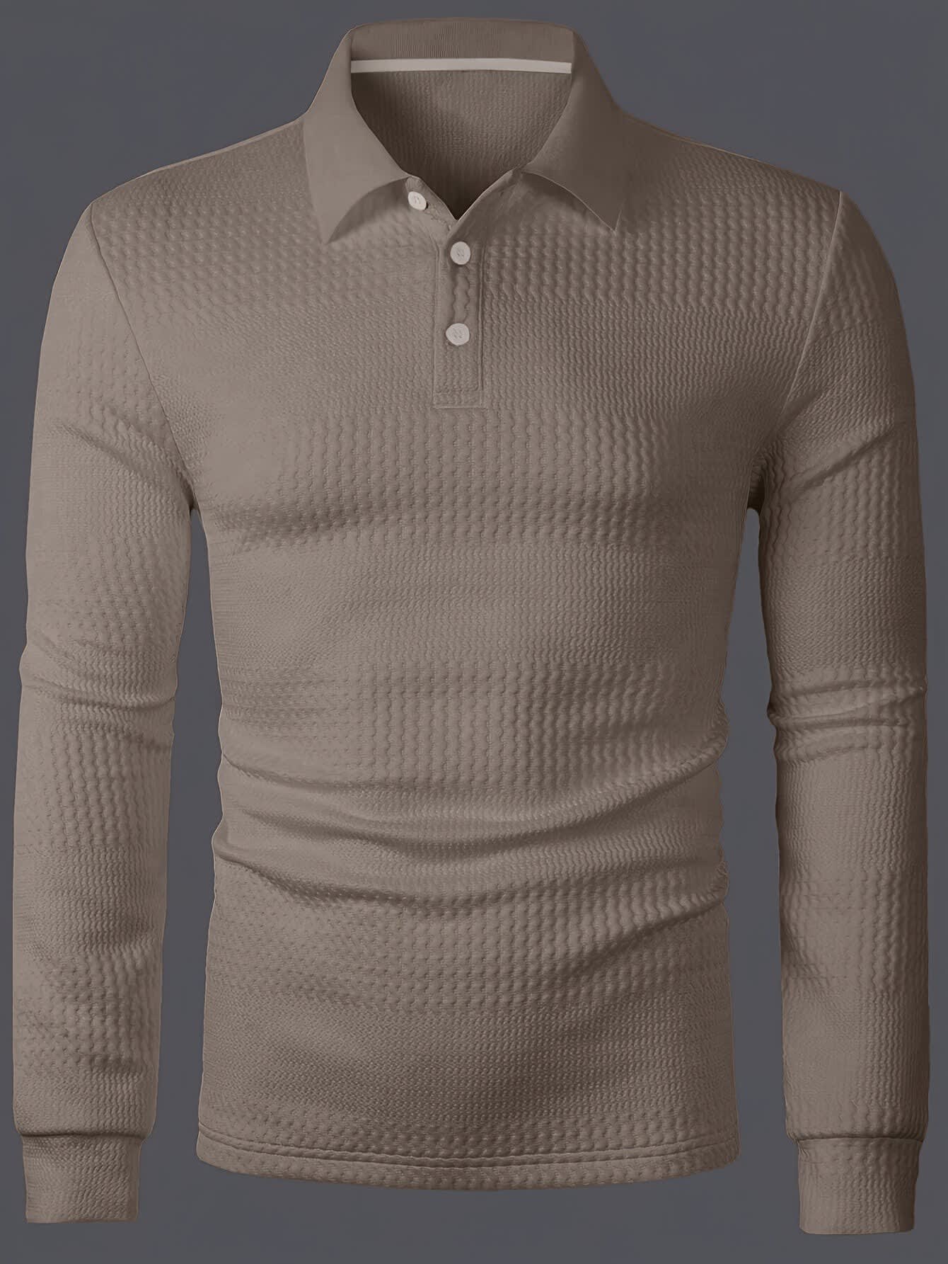 Hamlin Waffle Texture Long Sleeve Polo_15