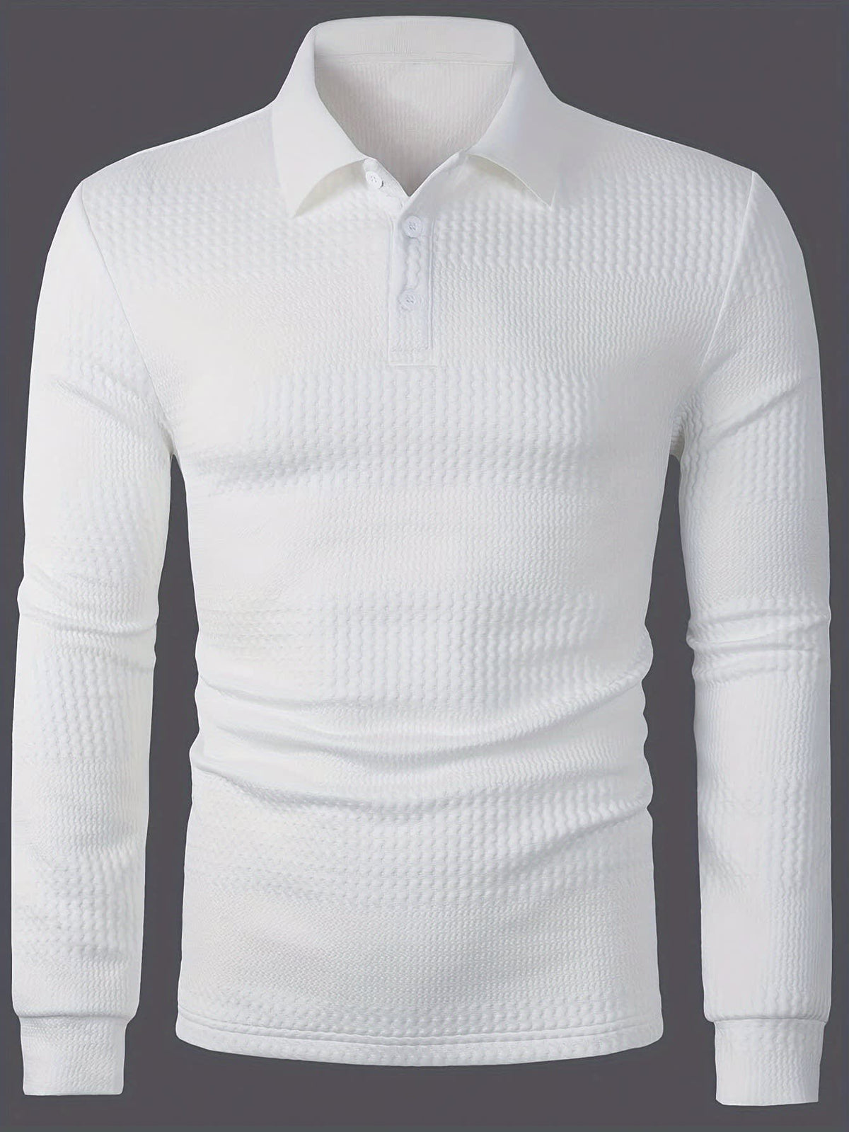 Hamlin Waffle Texture Long Sleeve Polo