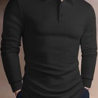 Hamlin Waffle Texture Long Sleeve Polo