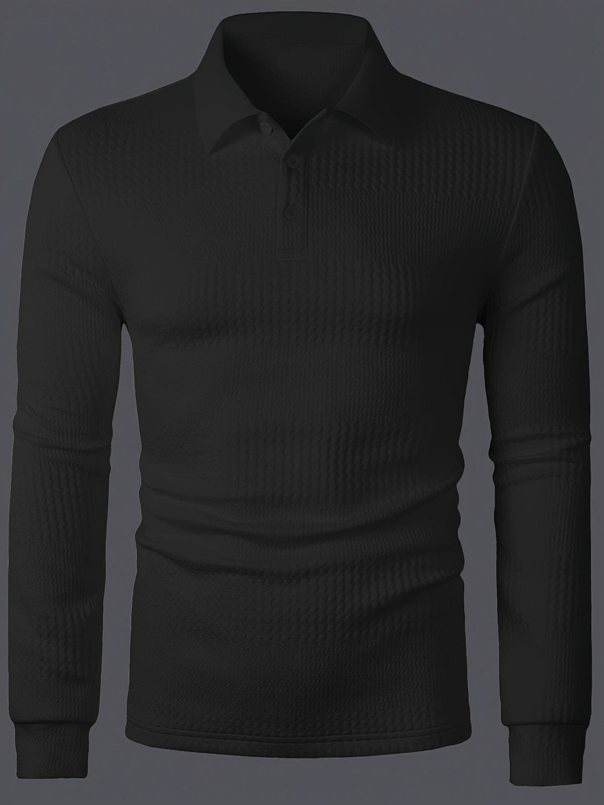 Hamlin Waffle Texture Long Sleeve Polo