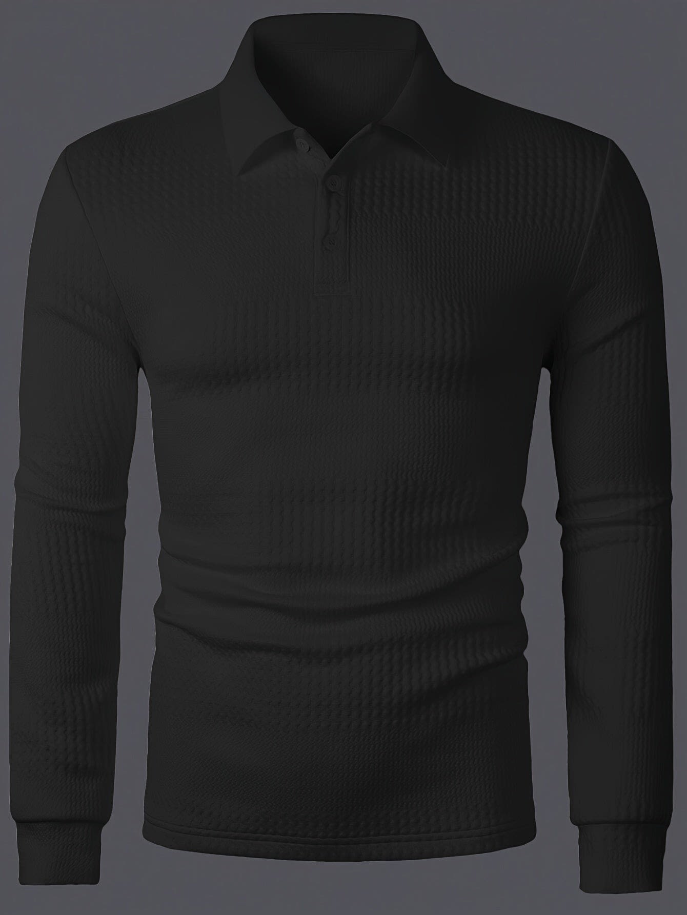 Hamlin Waffle Texture Long Sleeve Polo_8