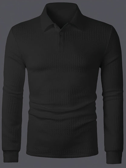 Hamlin Waffle Texture Long Sleeve Polo_8