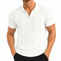 Cavan Ribbed Texture Zip Neck Polo
