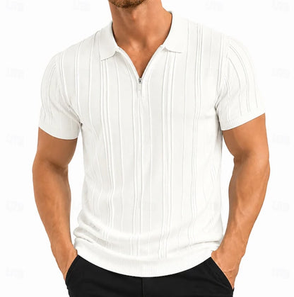Cavan Ribbed Texture Zip Neck Polo_2