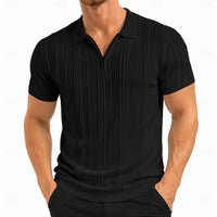 Cavan Ribbed Texture Zip Neck Polo