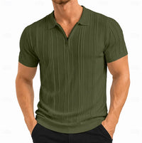Cavan Ribbed Texture Zip Neck Polo