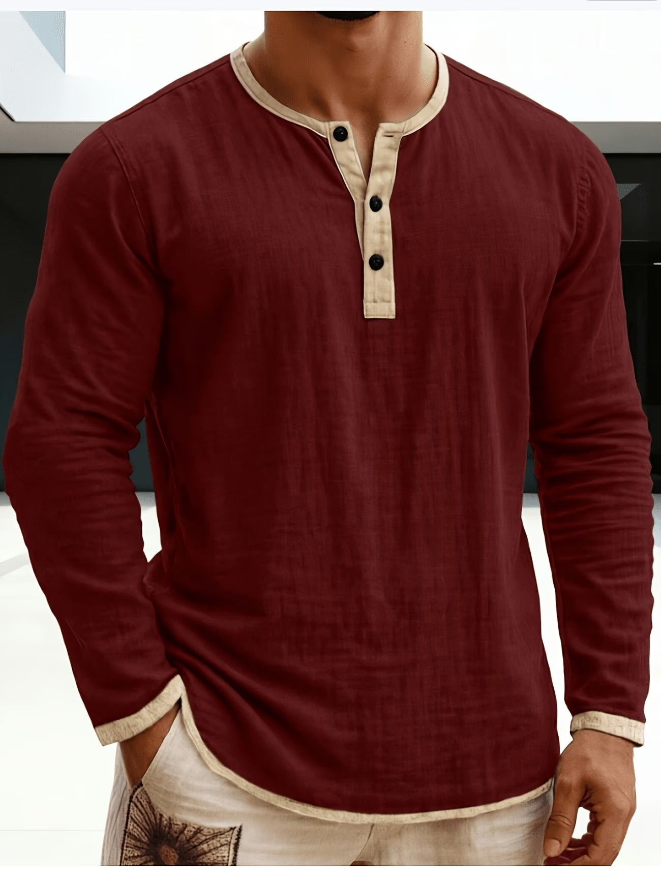 Tate Contrast Trim Long Sleeve Henley_1