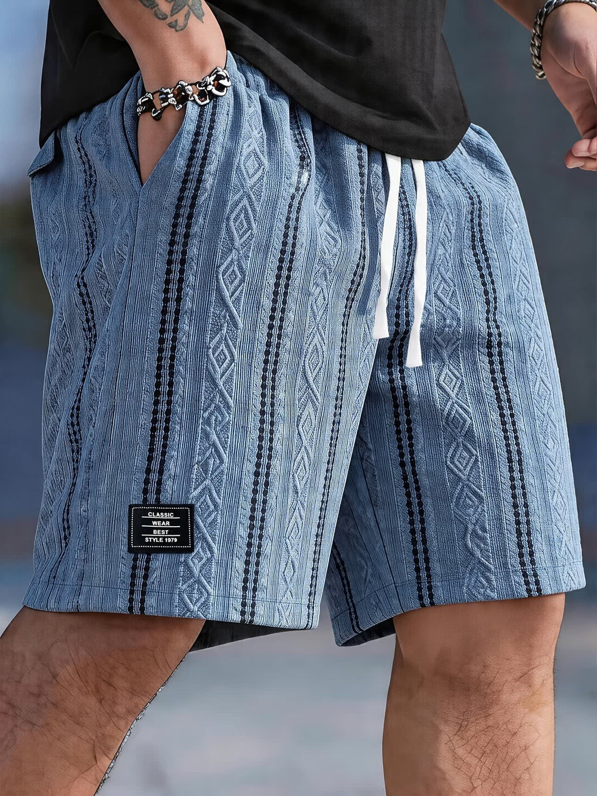 Robert Geometric Texture Drawstring Shorts